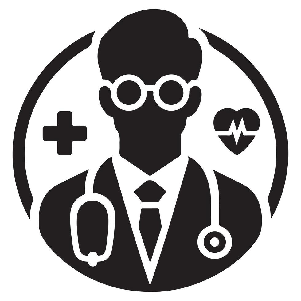 Male Doctor Silhouette Icon On White Background vector