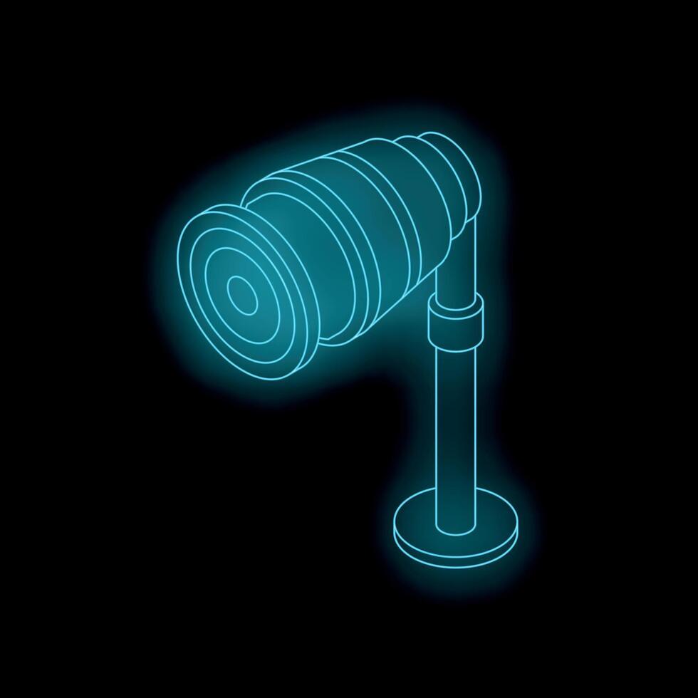 Neon icon of cctv camera observing surrounding area vector
