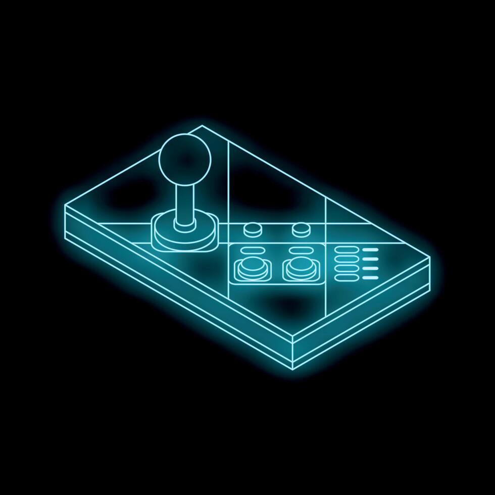 Neon game controller shining in dark background vector