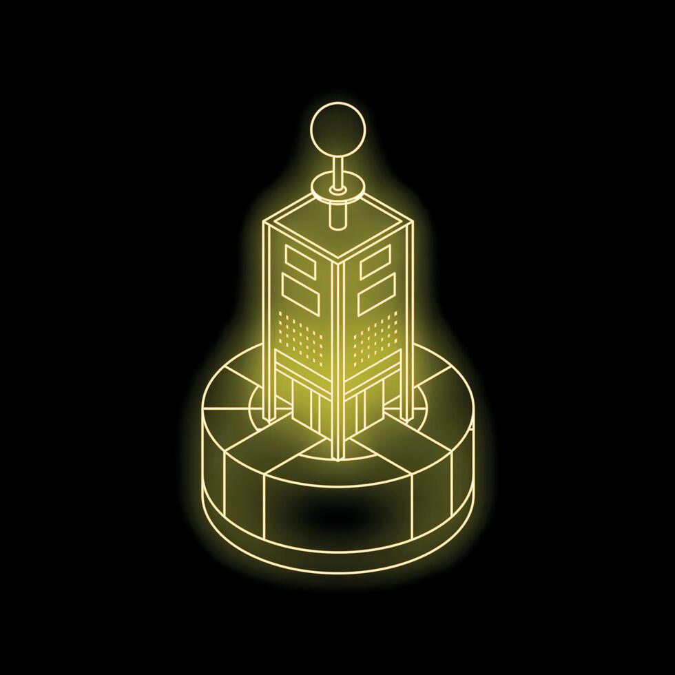 Neon smart city infrastructure glowing on black background vector