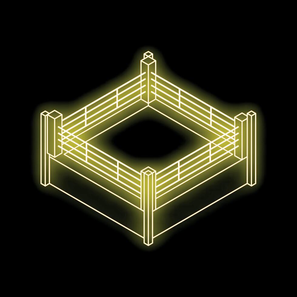 Neon boxing ring glowing on dark background vector