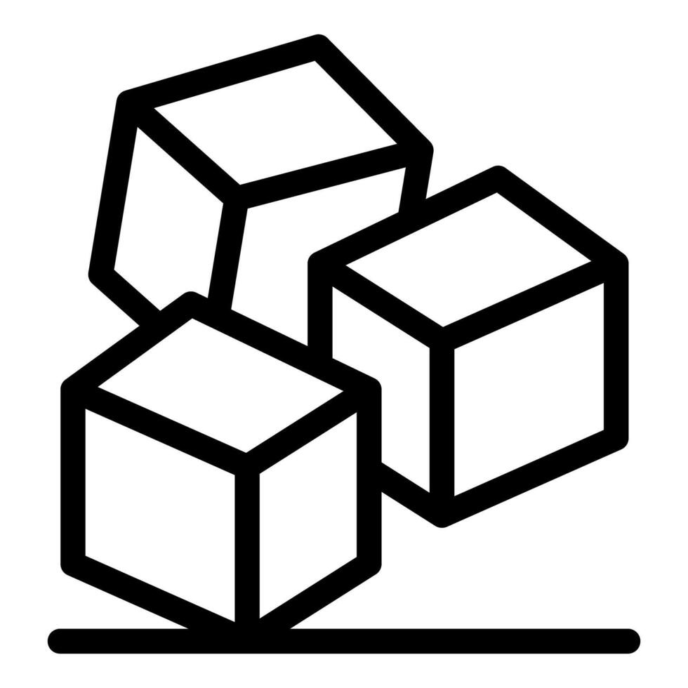 Three sugar cubes balancing on a surface, sweetener delight vector