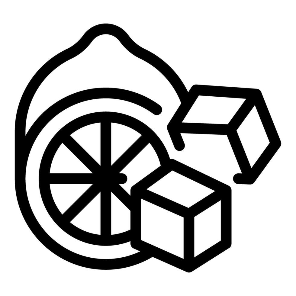 Lemon slice with sugar cubes, adding sweetness to citrus flavor vector
