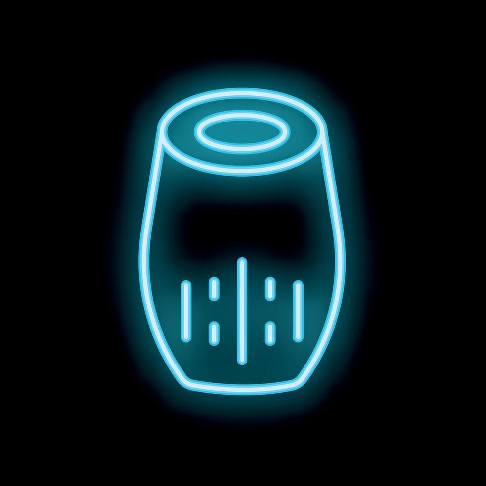 Neon icon of smart speaker listening for voice command vector