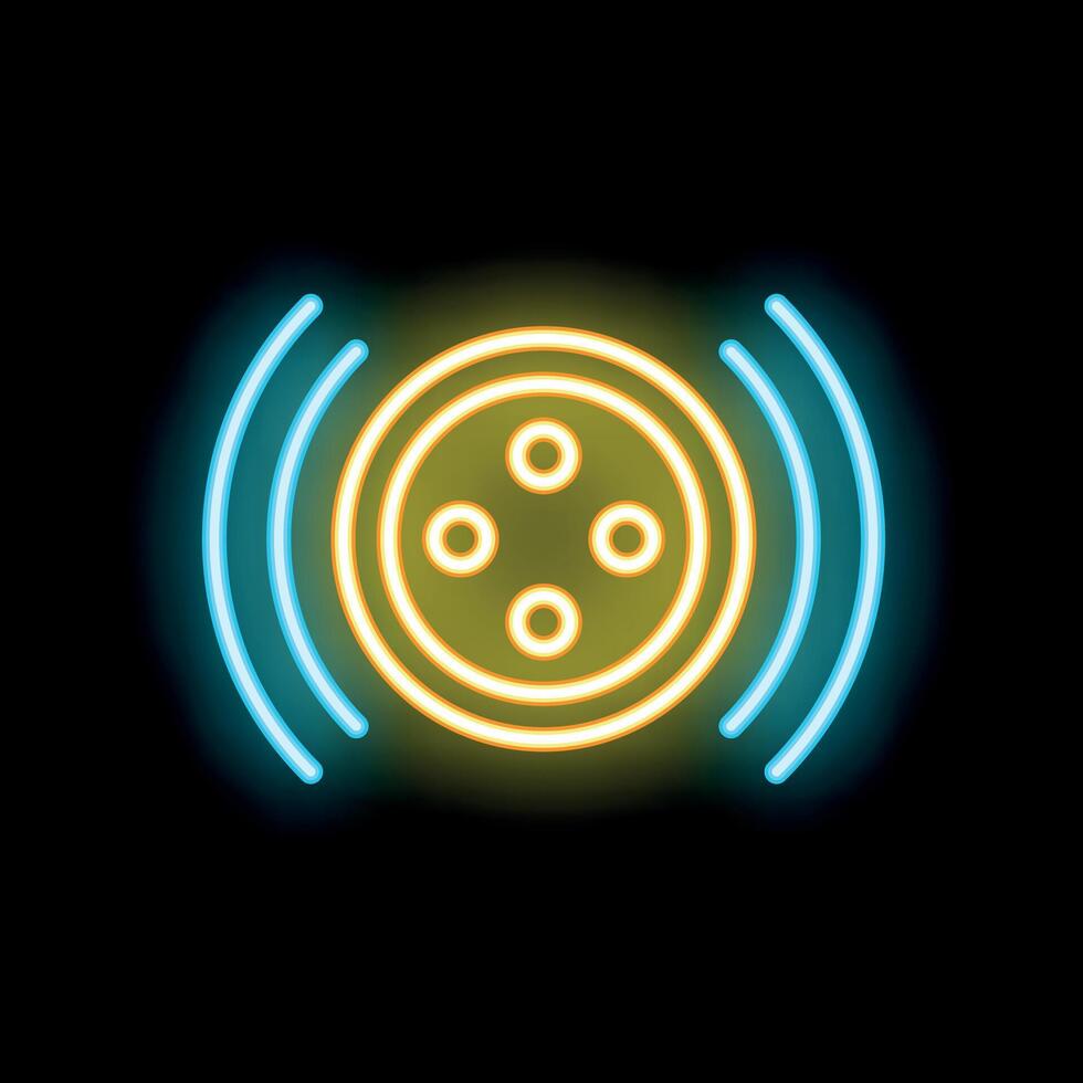 Neon icon of sensor detecting signal on black background vector