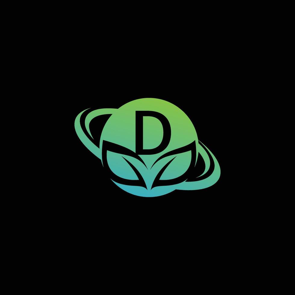 D Leaf Logo Design illustration template, D Leaf logo vector