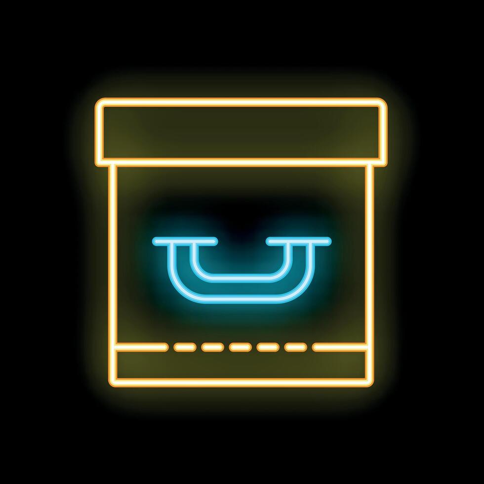 Neon toolbox icon glowing on dark background vector