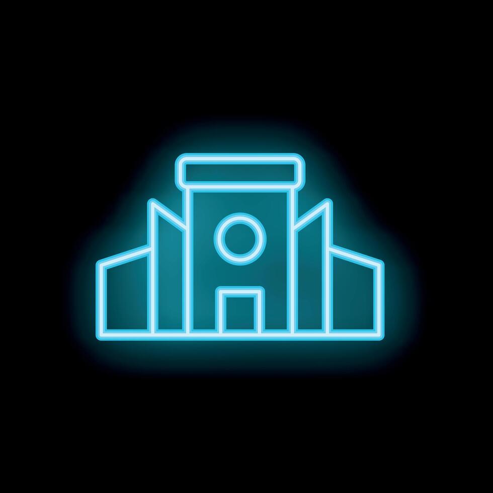 Neon style icon of a generic public building with a central tower vector