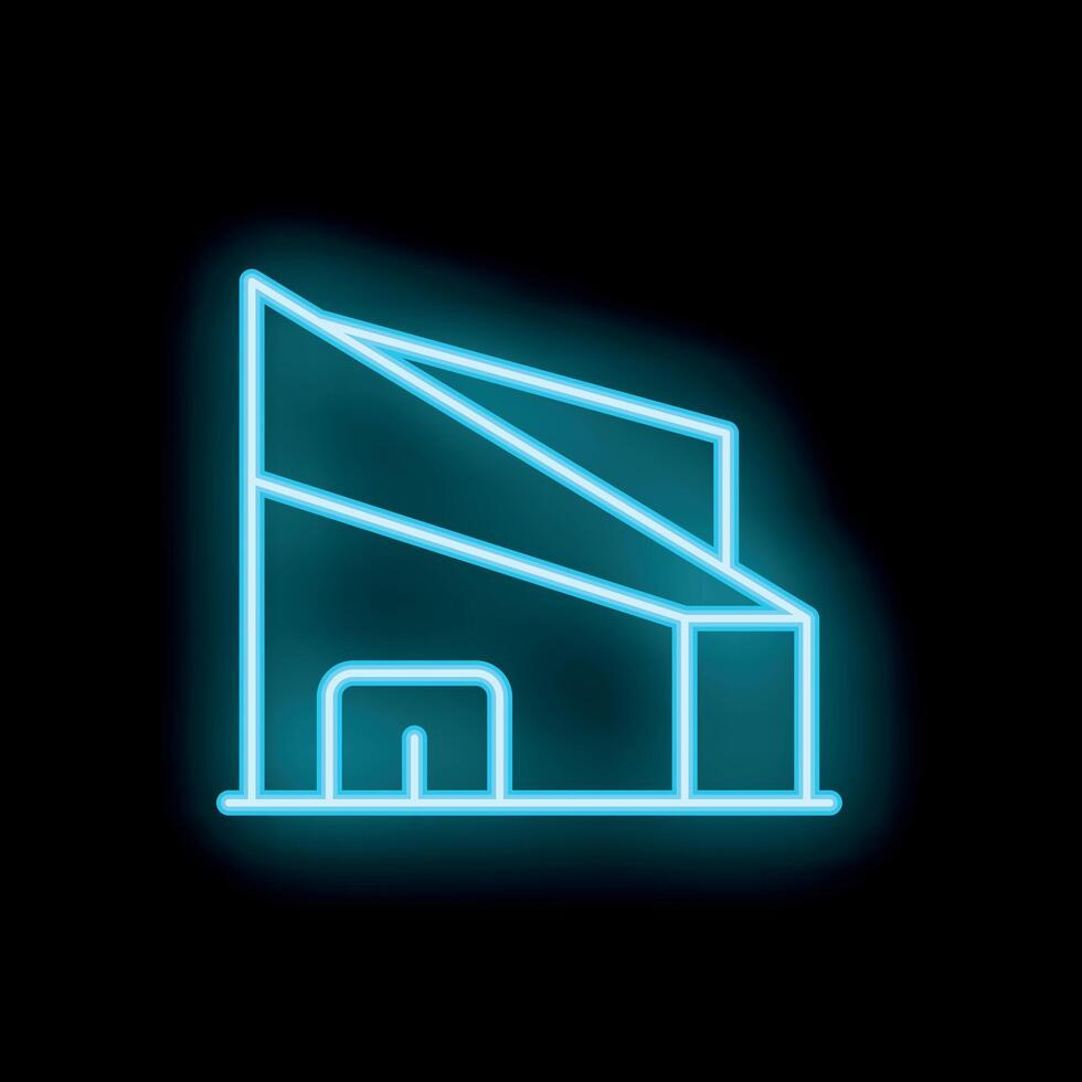 Neon sign showing modern building at night time vector