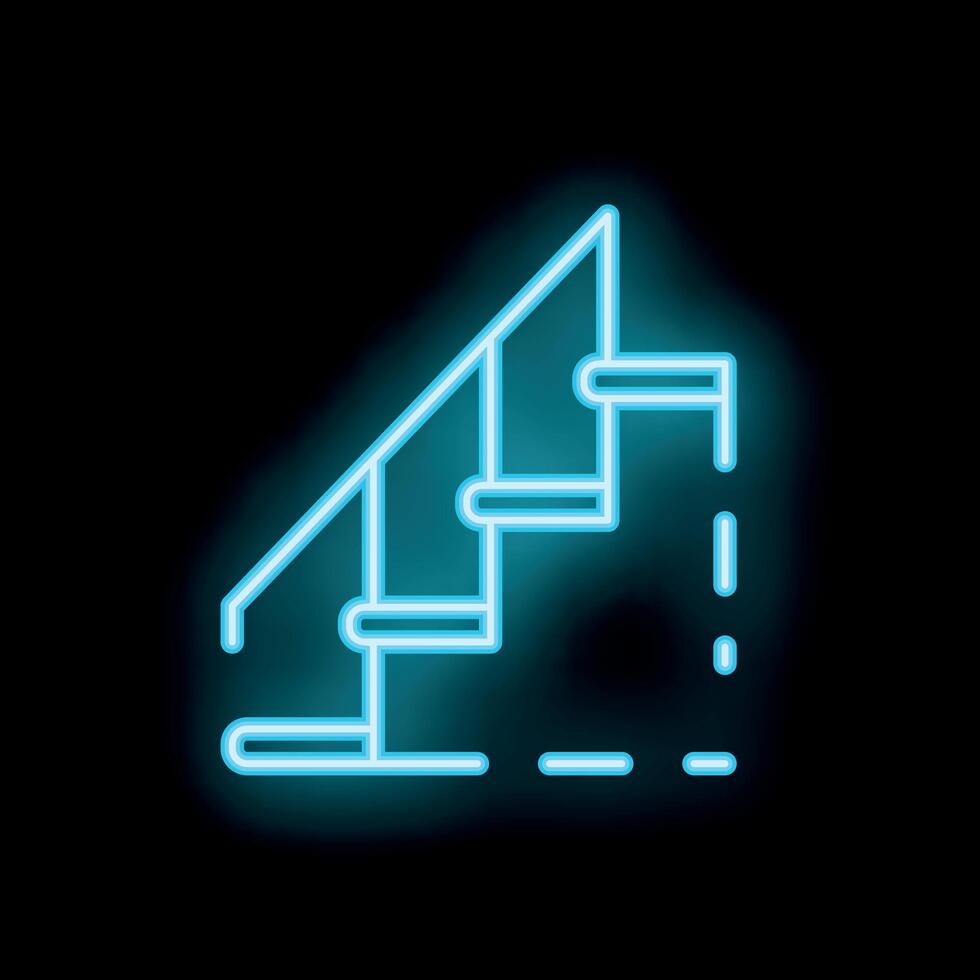 Neon stairs leading upwards on black background vector