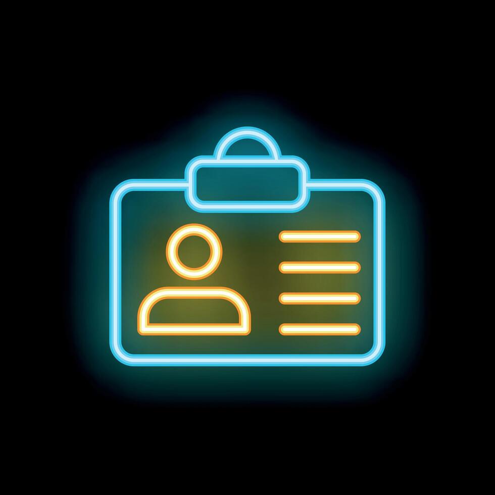 Glowing neon icon representing personal identification card vector