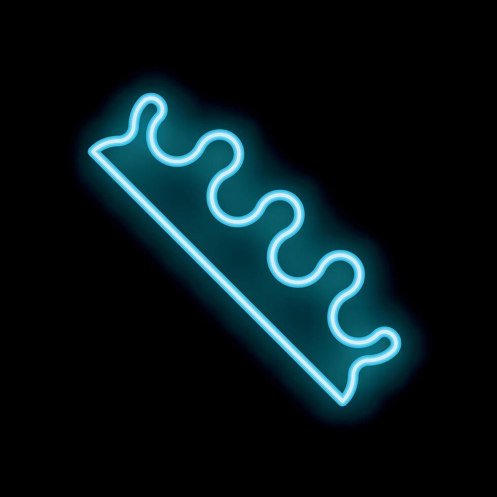 Blue neon crown glowing on black background vector
