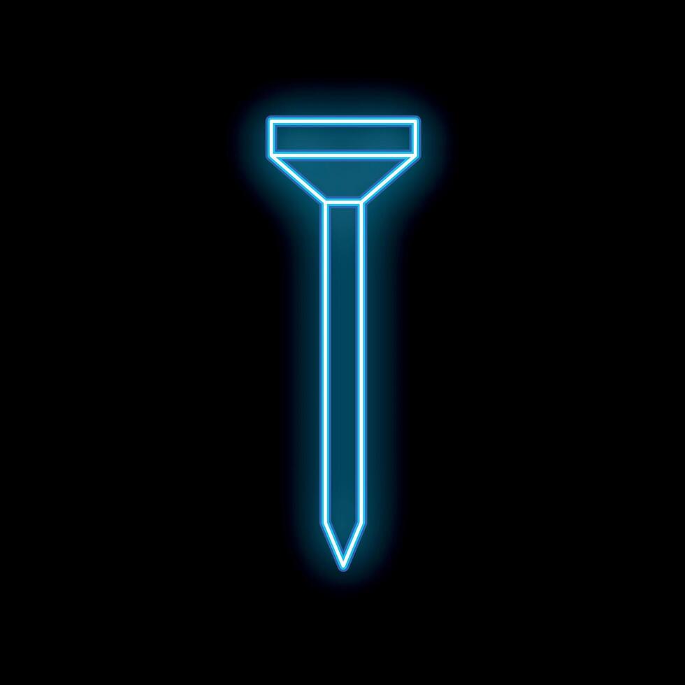 Glowing neon blue nail icon isolated on black background vector