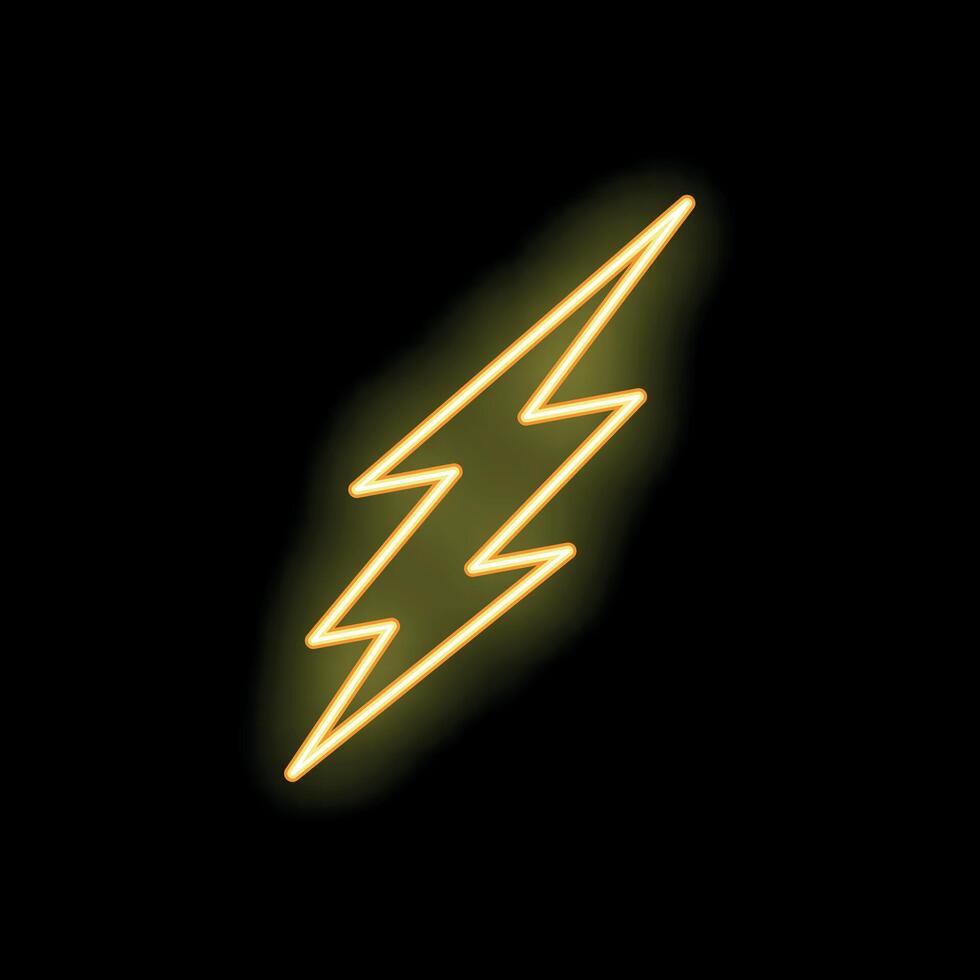 Bright yellow neon sign showing lightning bolt symbol vector
