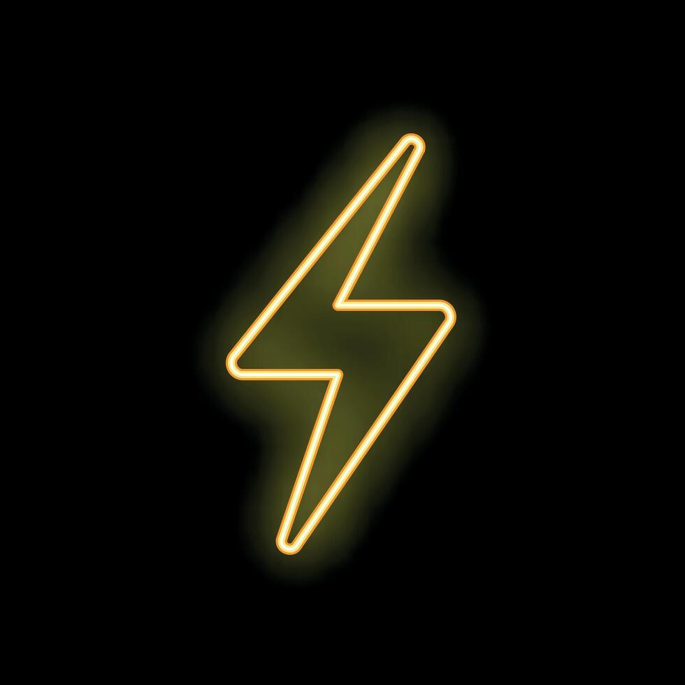 Neon yellow lightning bolt glowing on a black background vector