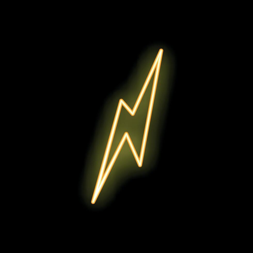 Neon yellow lightning bolt striking from top left on black background vector