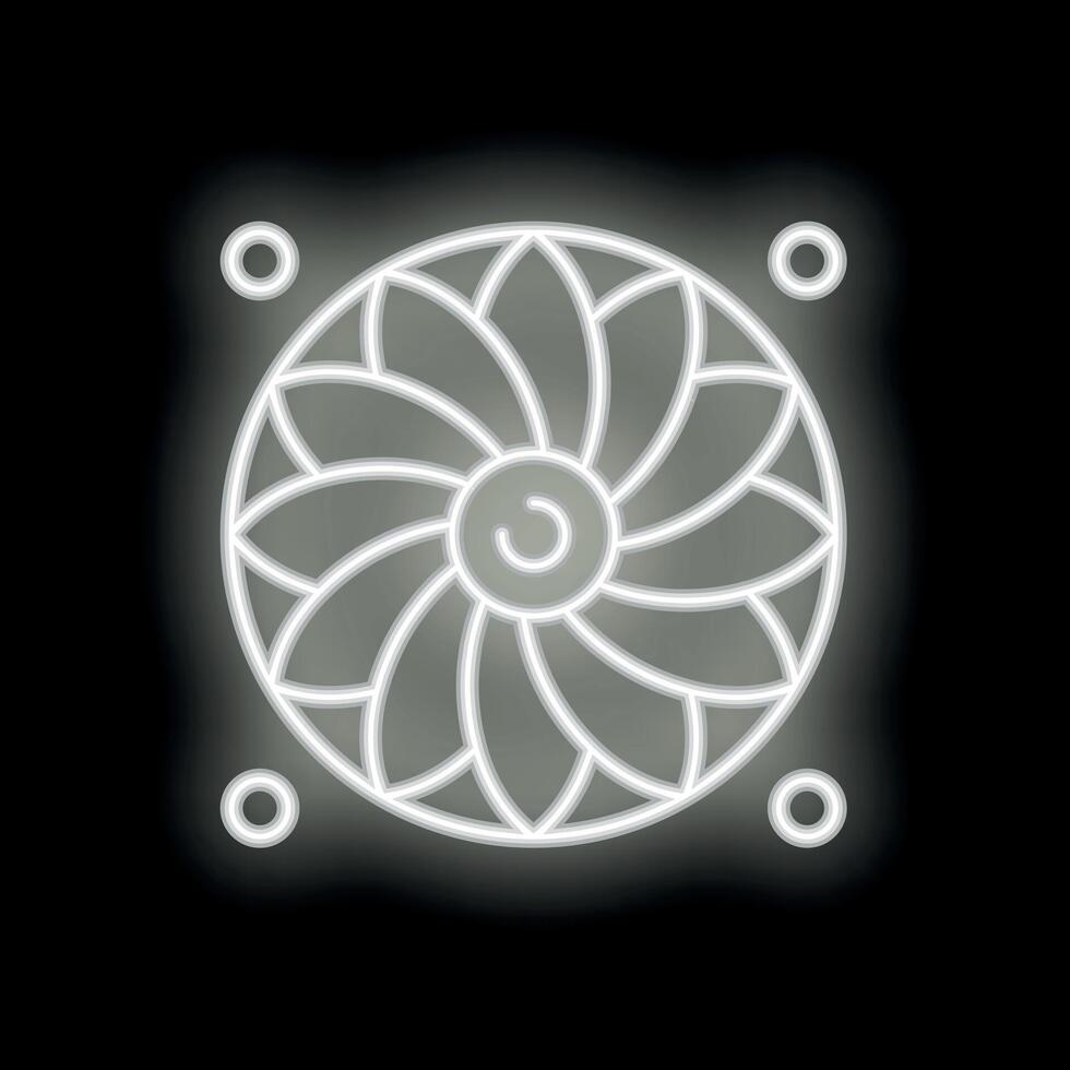 Neon computer cooler spinning on black background vector