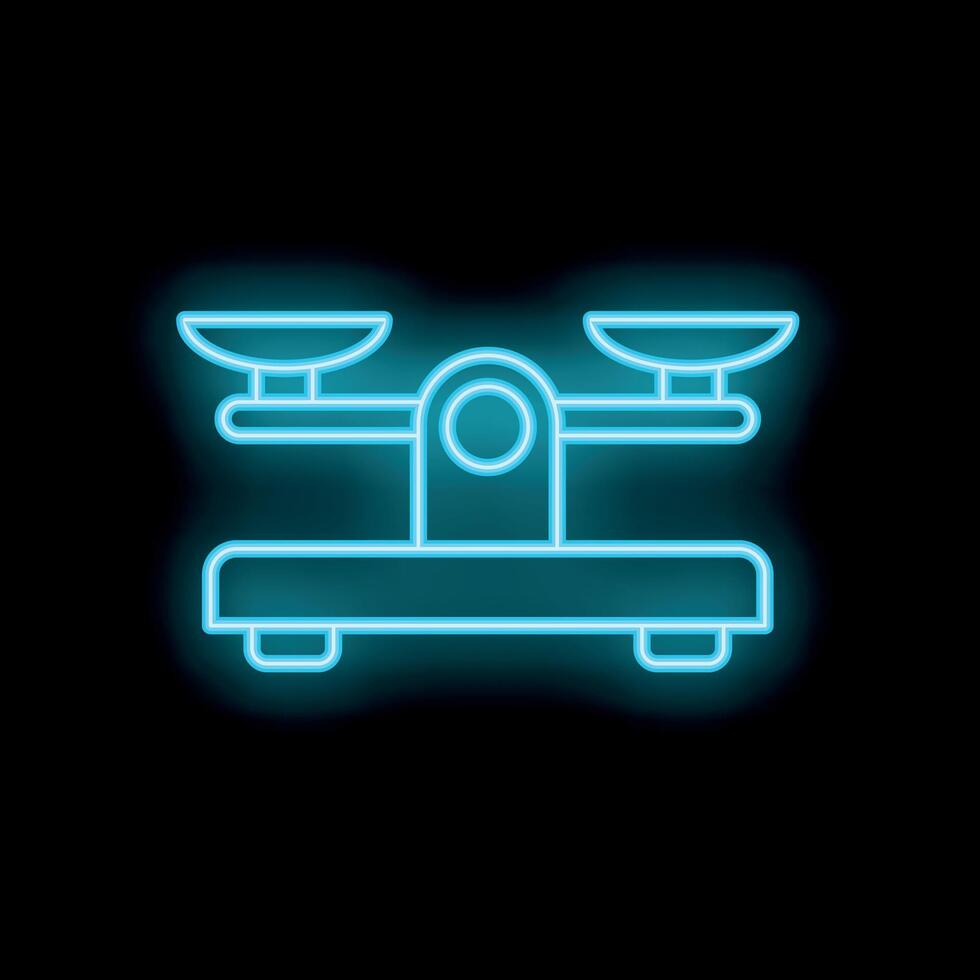 Neon blue scale balancing on black background vector
