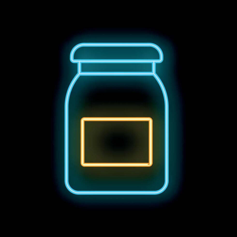 Glowing neon line jar glass with lid icon isolated on black background for colorful outline concept vector