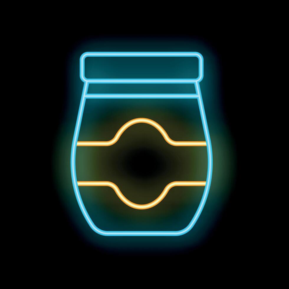 Neon sign showing a jam jar on a black background vector
