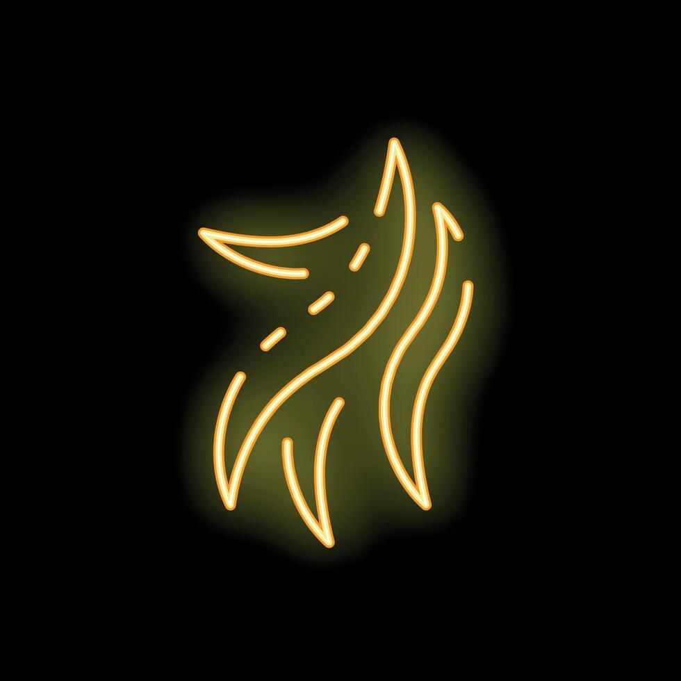 Neon yellow seaweed glowing on black background vector