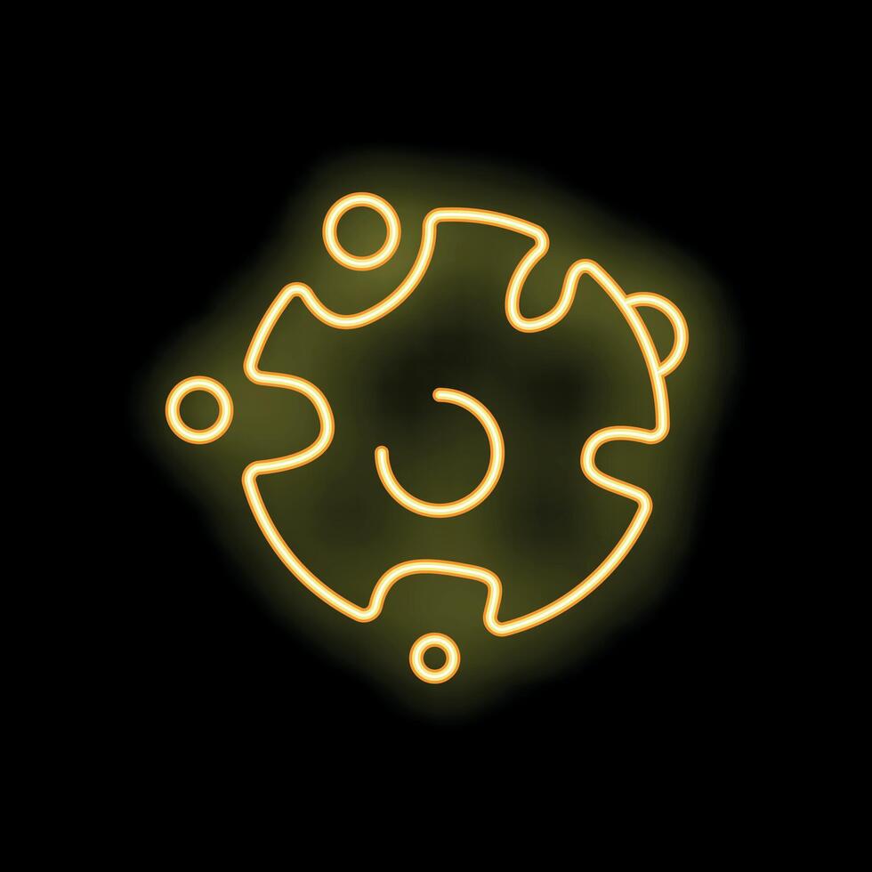 Neon yellow asteroid orbiting in space with glowing craters vector