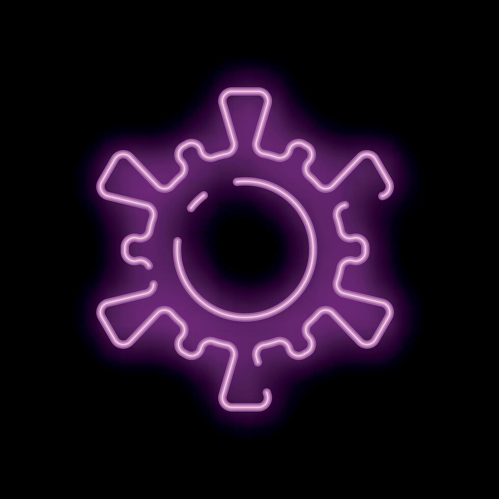Neon style virus icon glowing on a black background vector