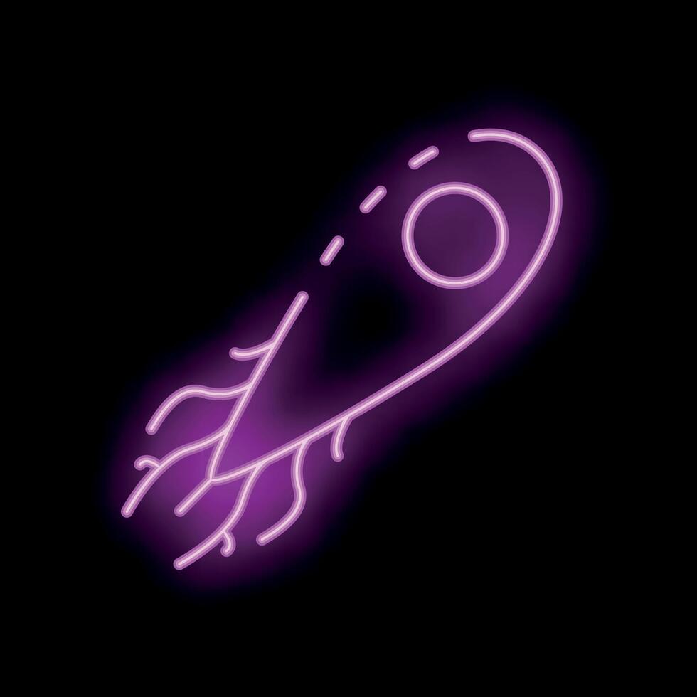 Neon style icon of bacteria with flagella moving around vector