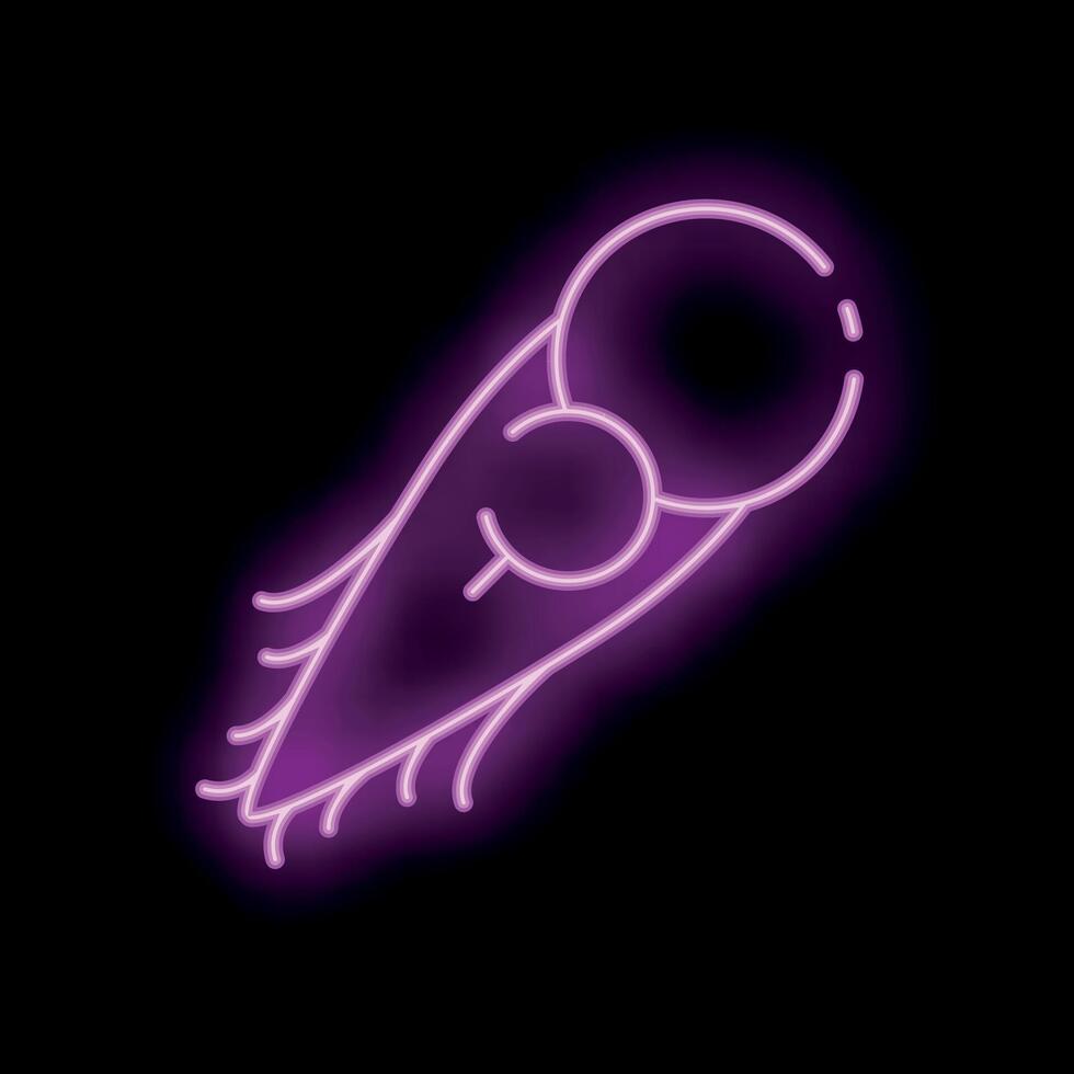 Bright neon purple comet flying through space vector
