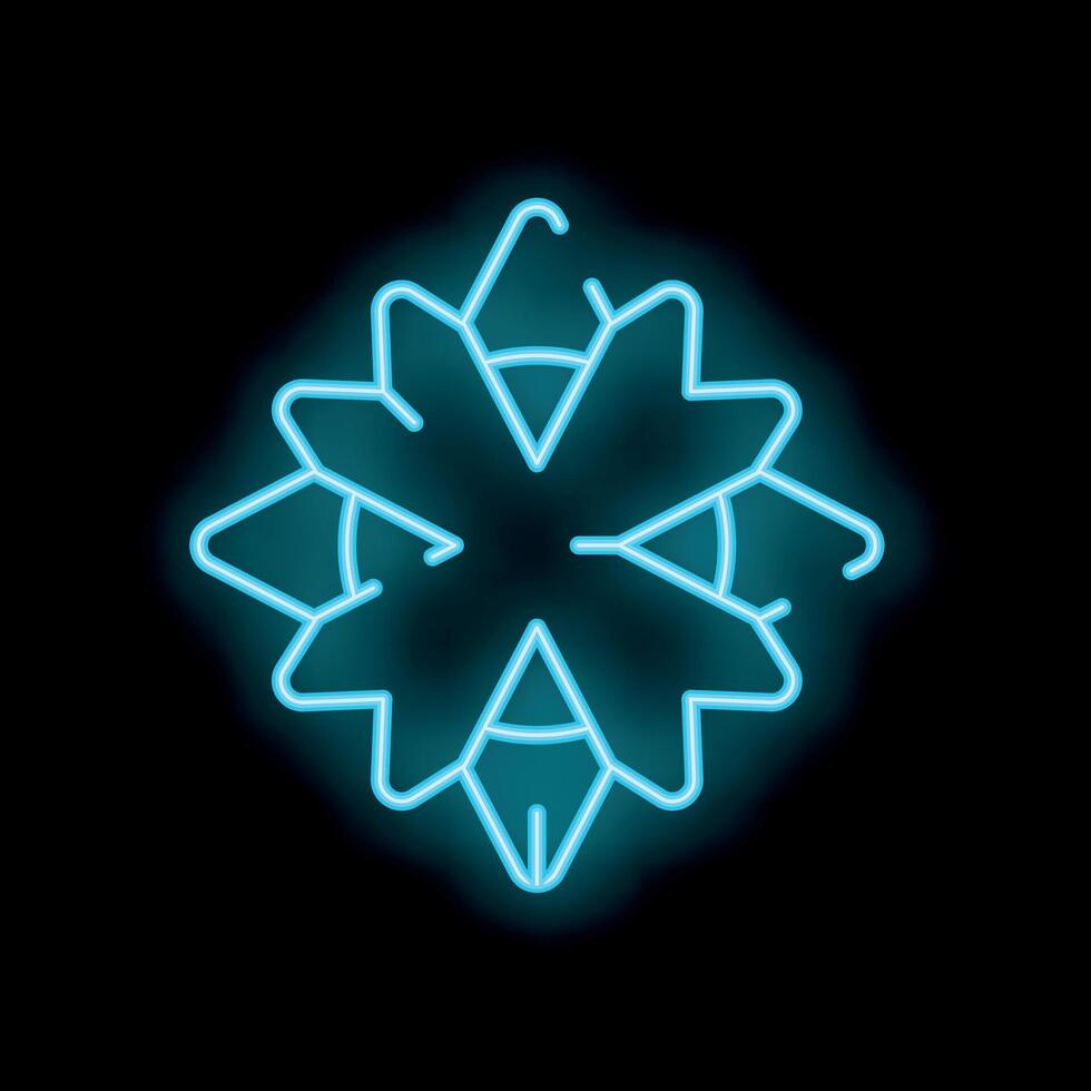 Neon blue compass is glowing on a black background vector