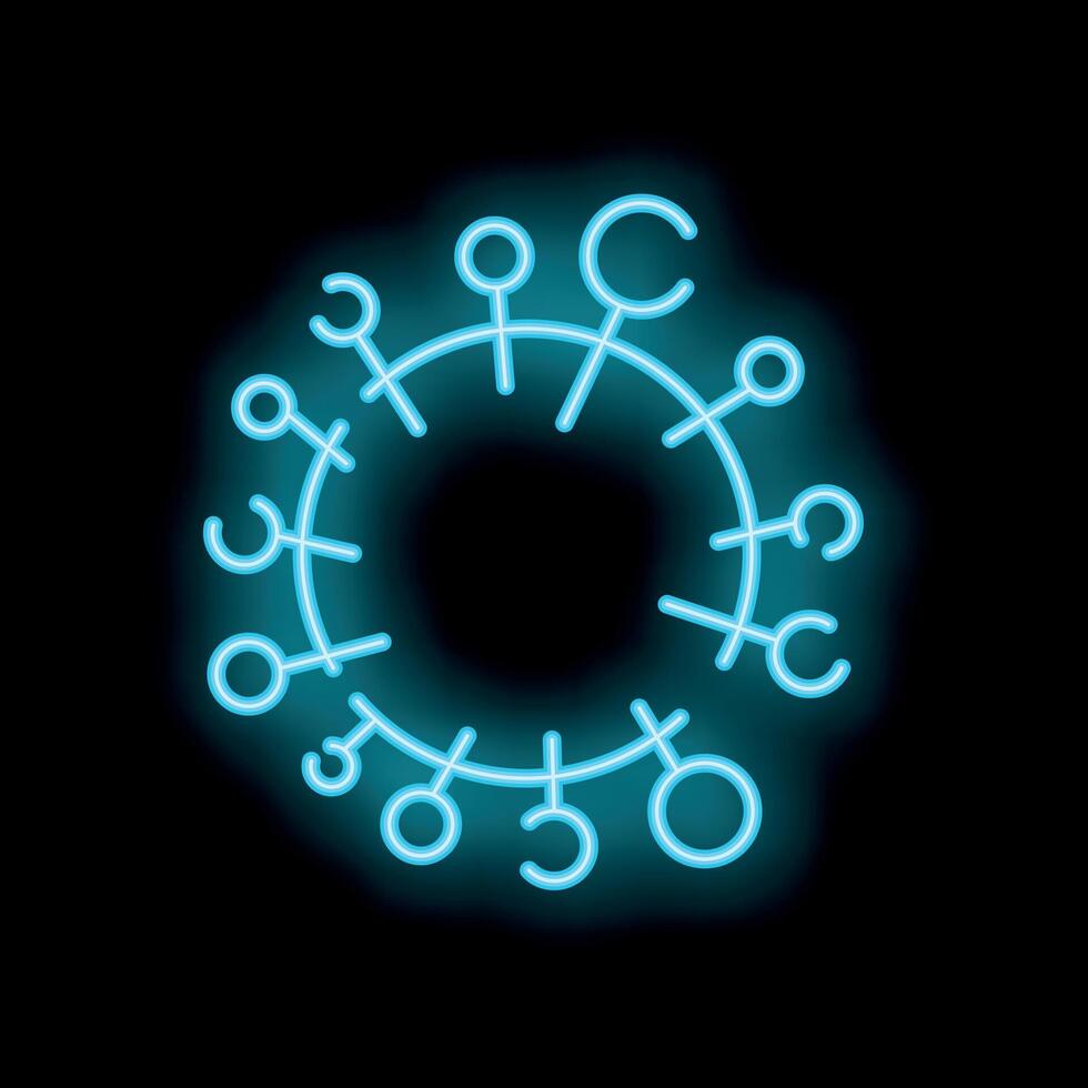 Neon blue coronavirus sign glowing on black background vector