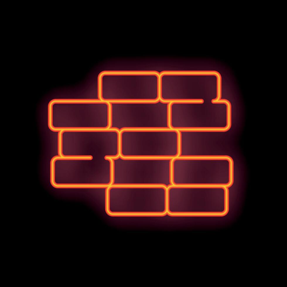 Neon sign representing a brick wall on a black background vector