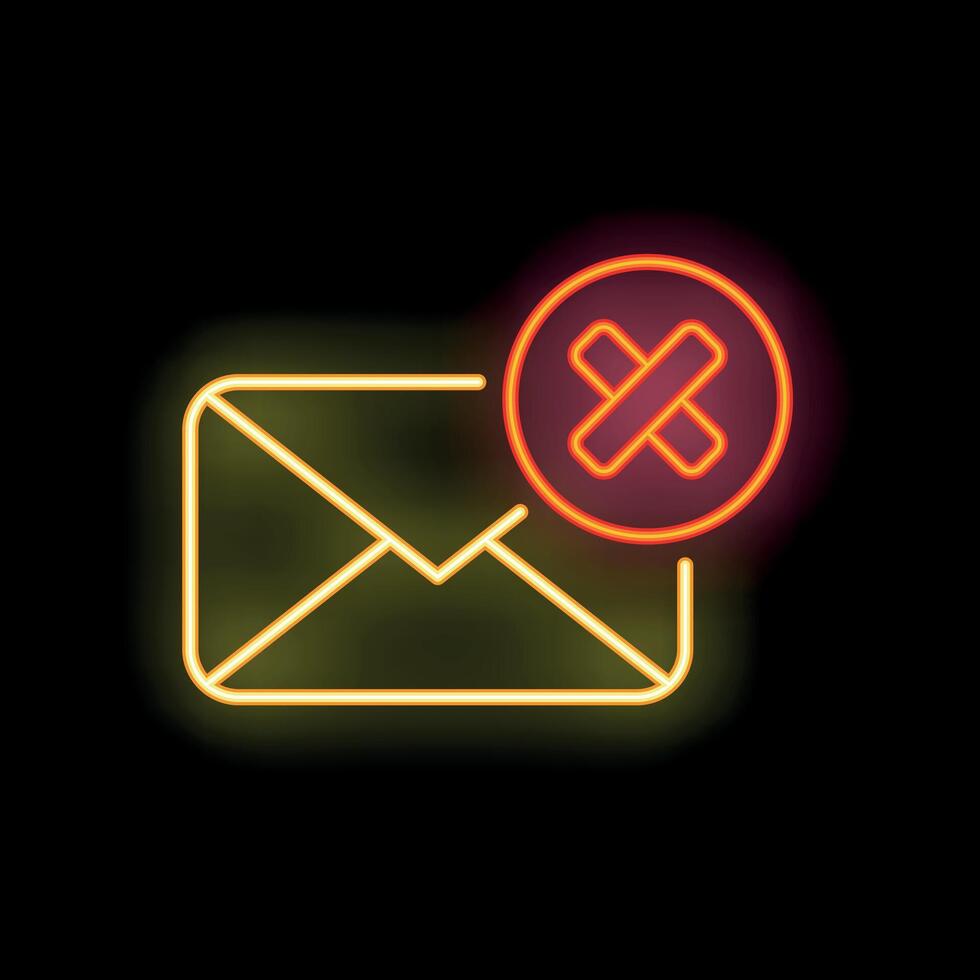 Neon icon of closed envelope showing delete message concept vector