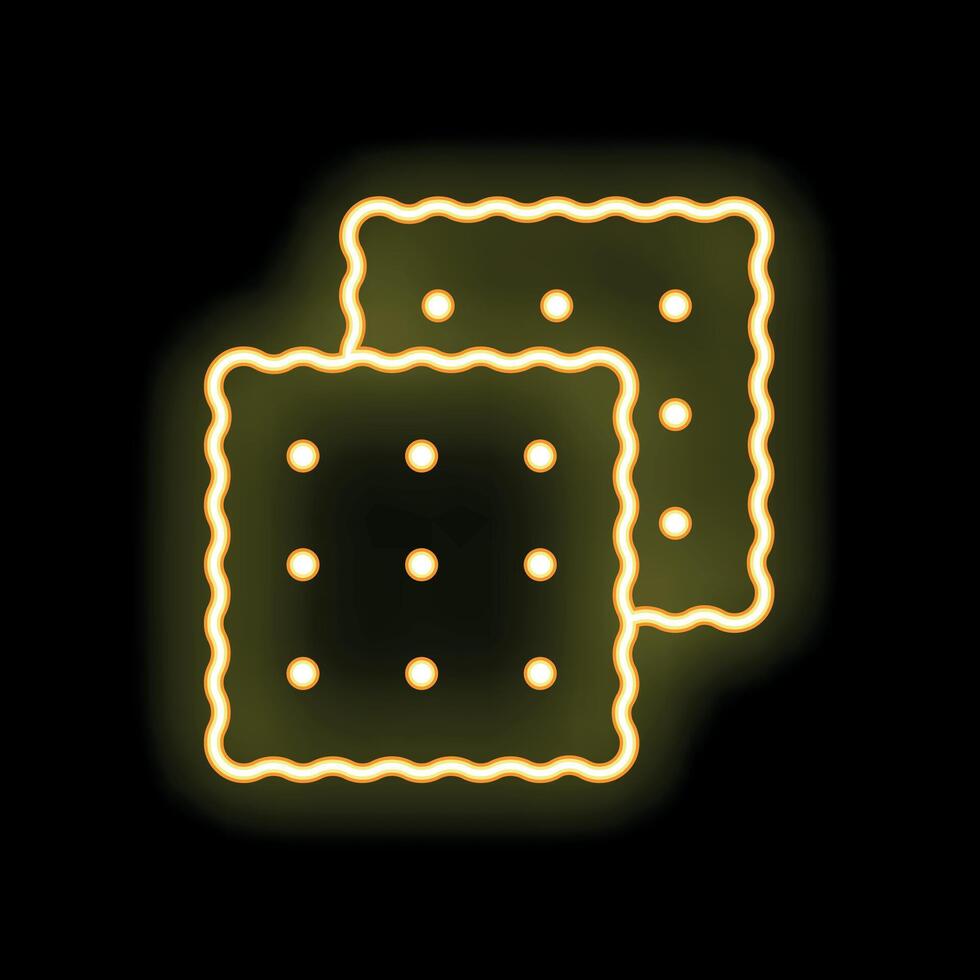 Neon yellow square crackers glowing on black background vector
