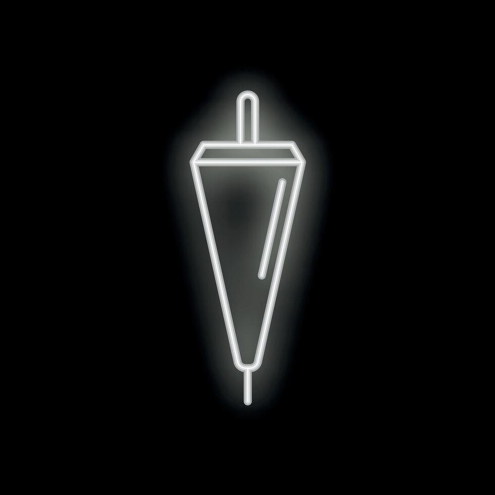 Neon icon of a plumb bob hanging on black background vector