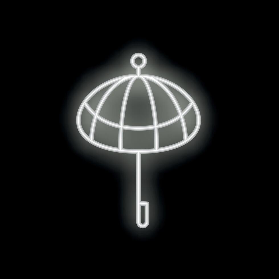 Neon sign of umbrella with globe pattern representing global protection vector