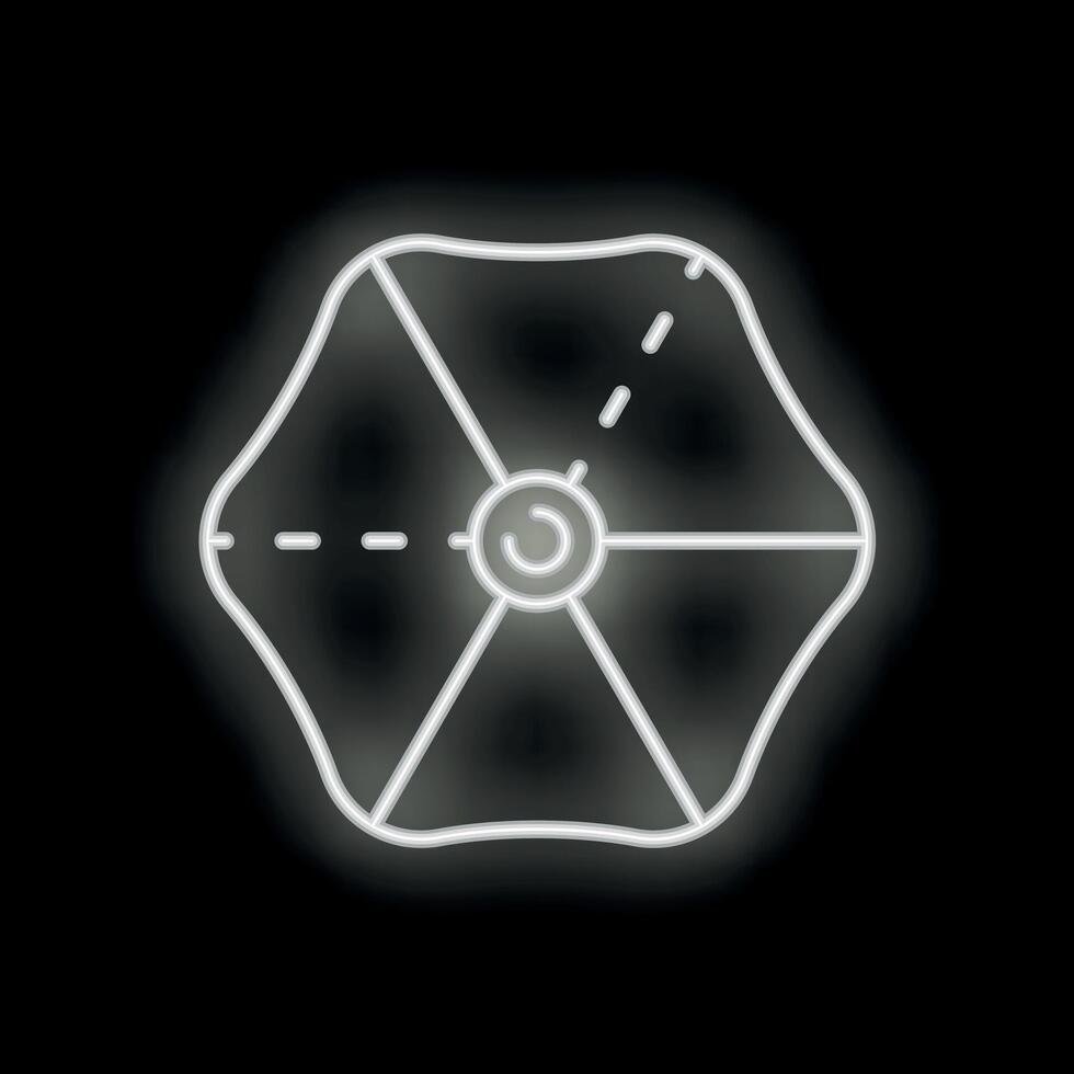 Neon icon of umbrella corporation logo shining on black background vector
