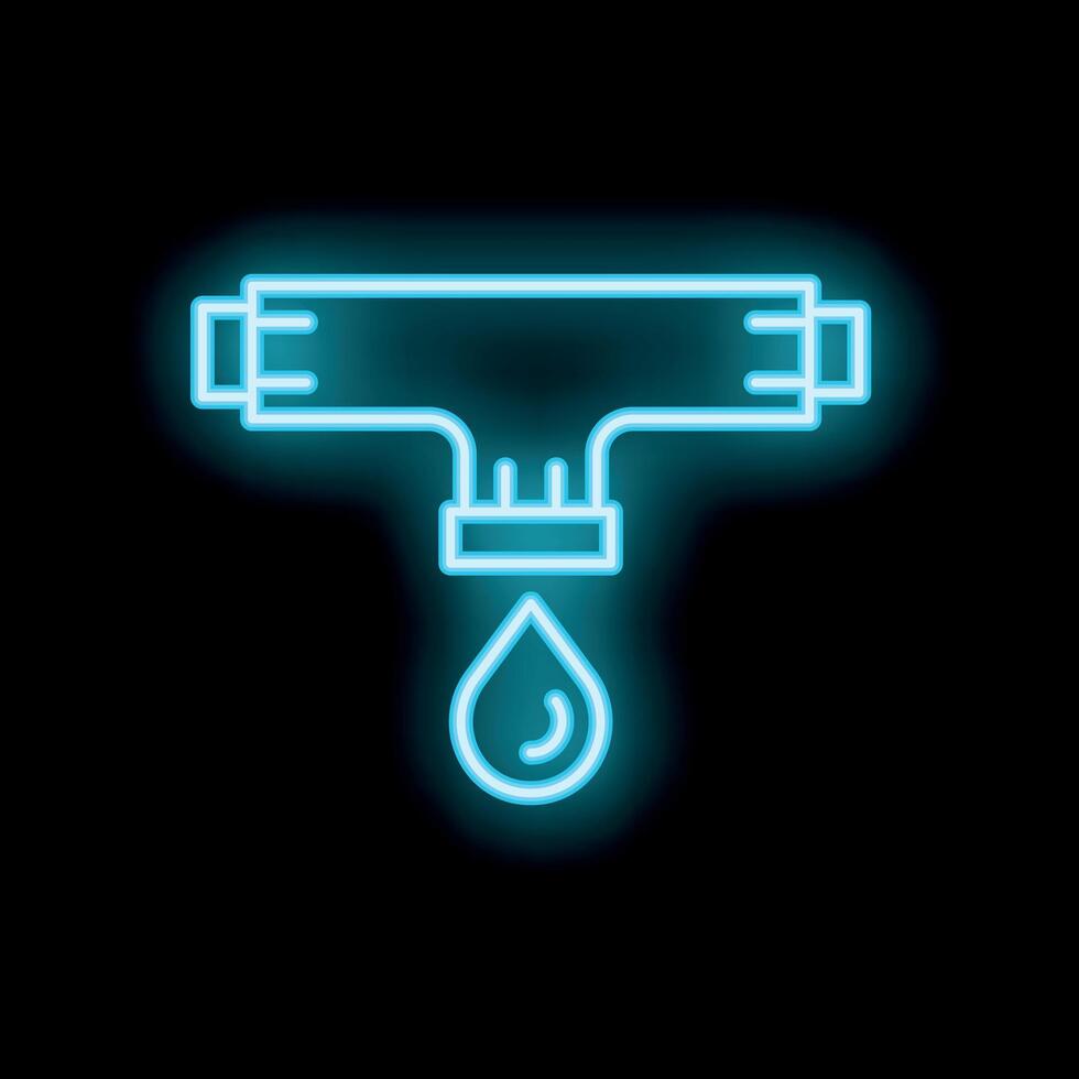 Neon water drop leaking from plumbing pipe vector