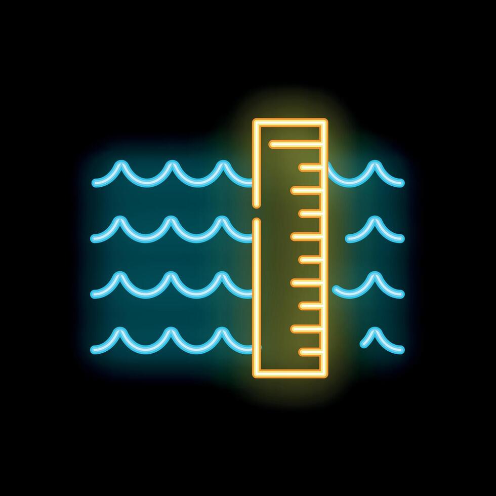 Neon sign representing water level measurement vector