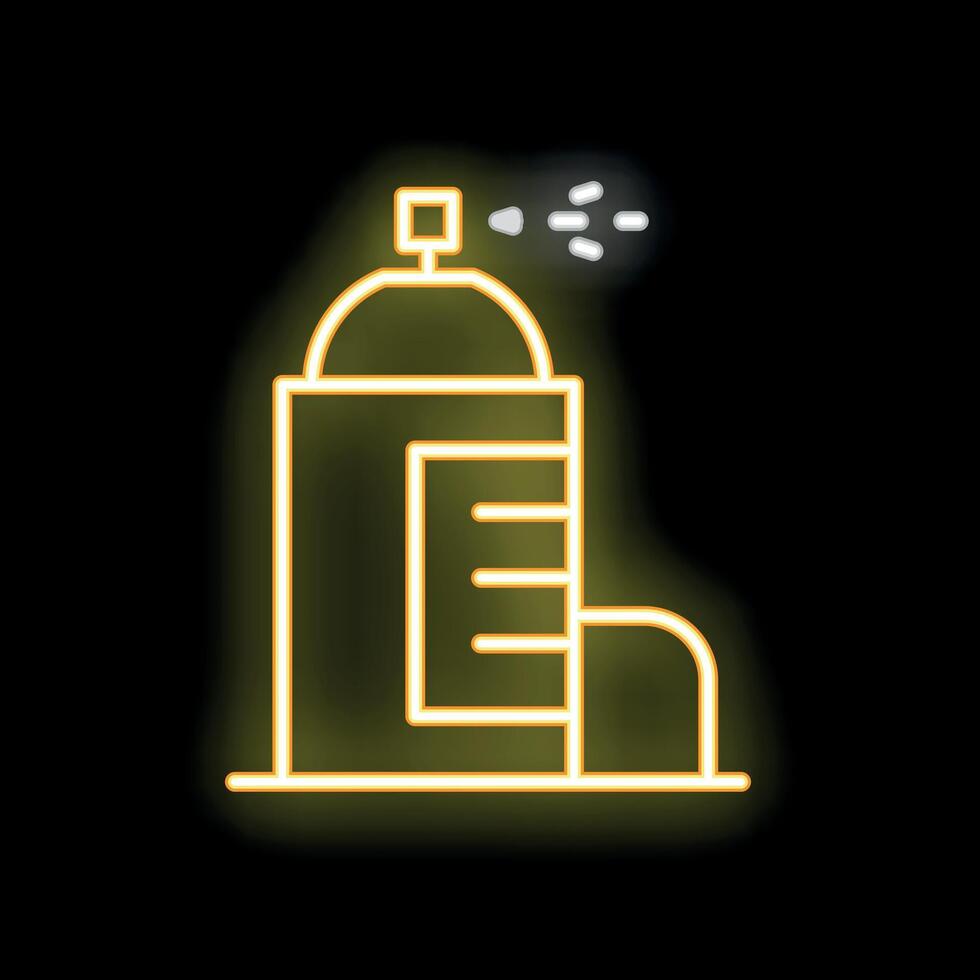 Glowing neon line spray can icon isolated on black background representing street art vector