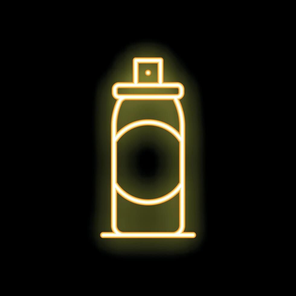 Neon spray paint can glowing on black background vector