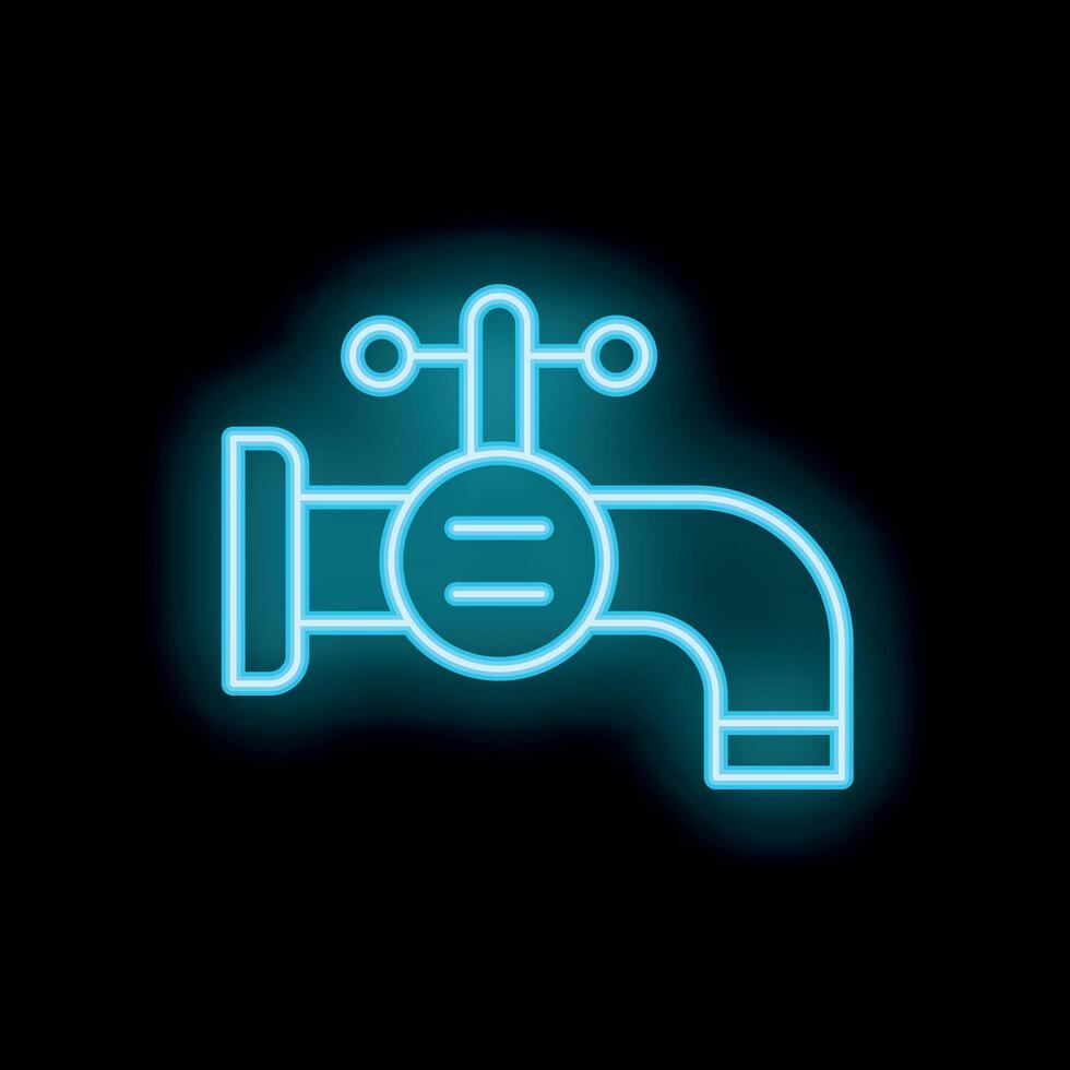 Neon water tap shining in the dark vector