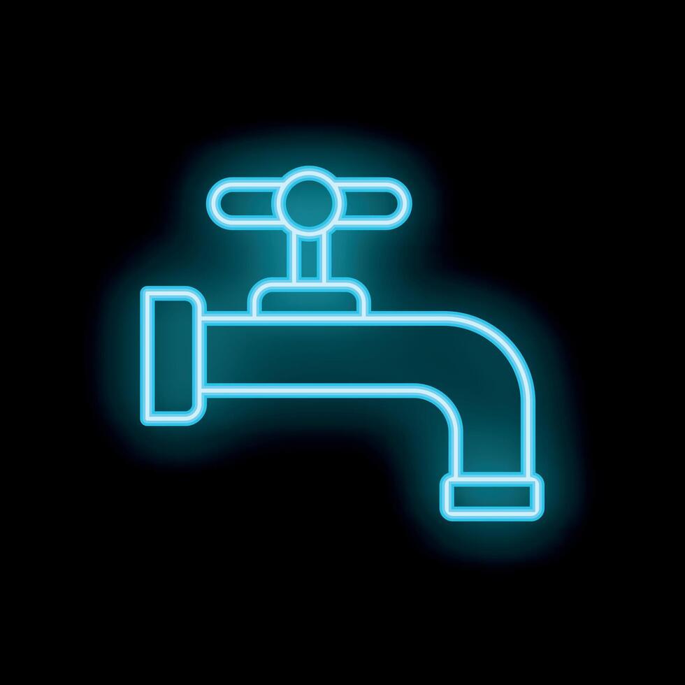 Neon water tap shining in the dark vector