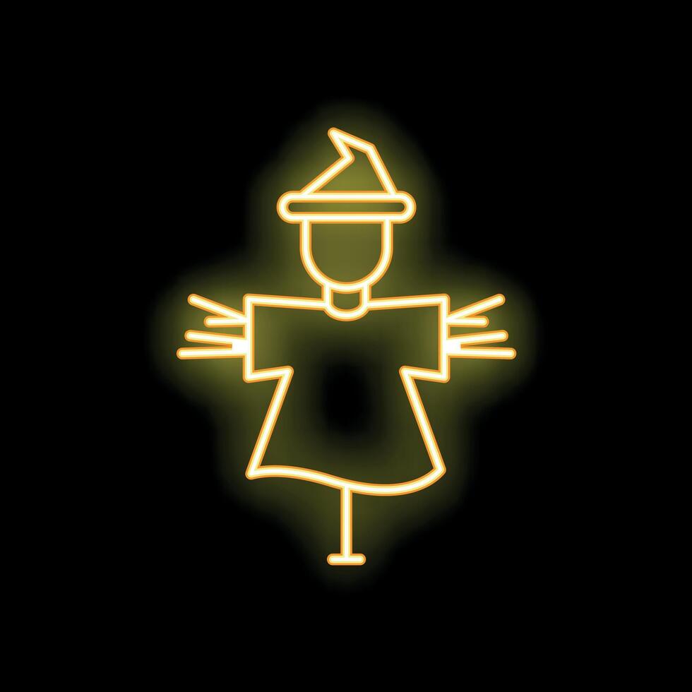 Neon scarecrow glowing on black background vector
