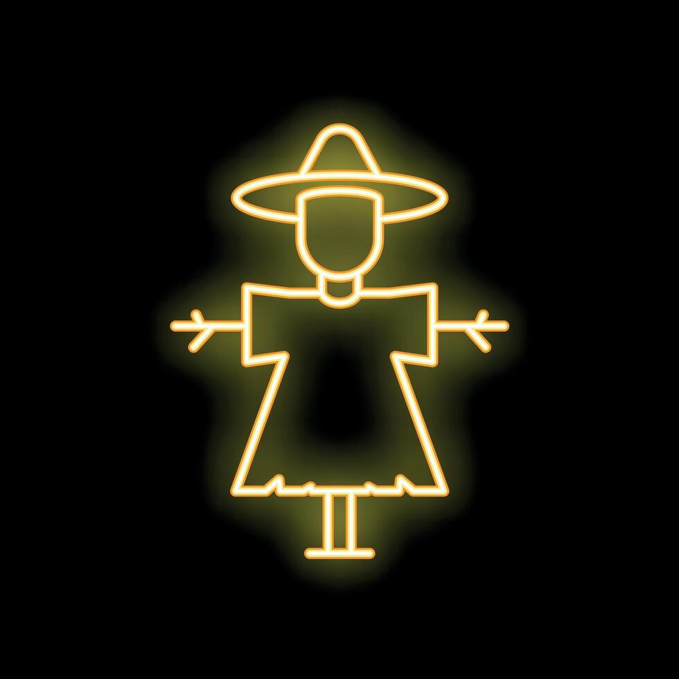 Glowing neon scarecrow standing in the dark vector