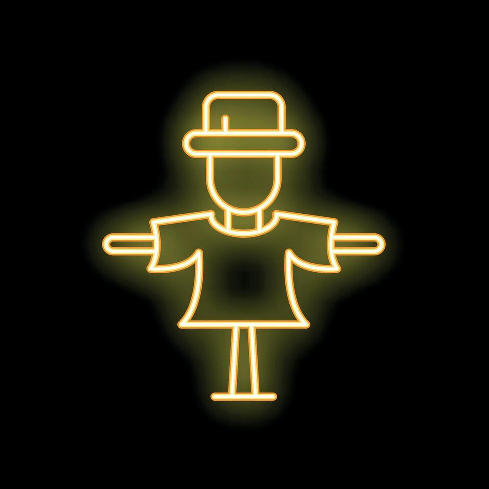 Glowing neon scarecrow standing in the dark vector