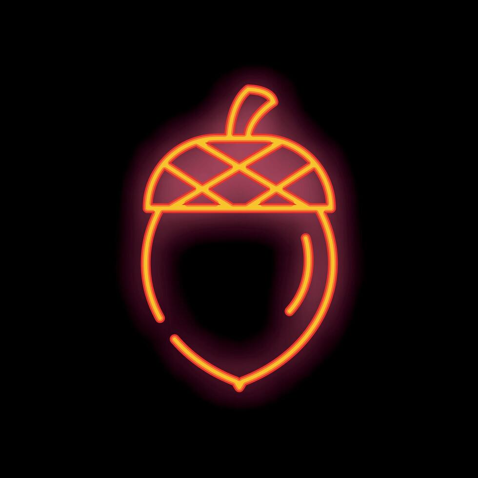 Glowing neon icon of an acorn on a black background vector