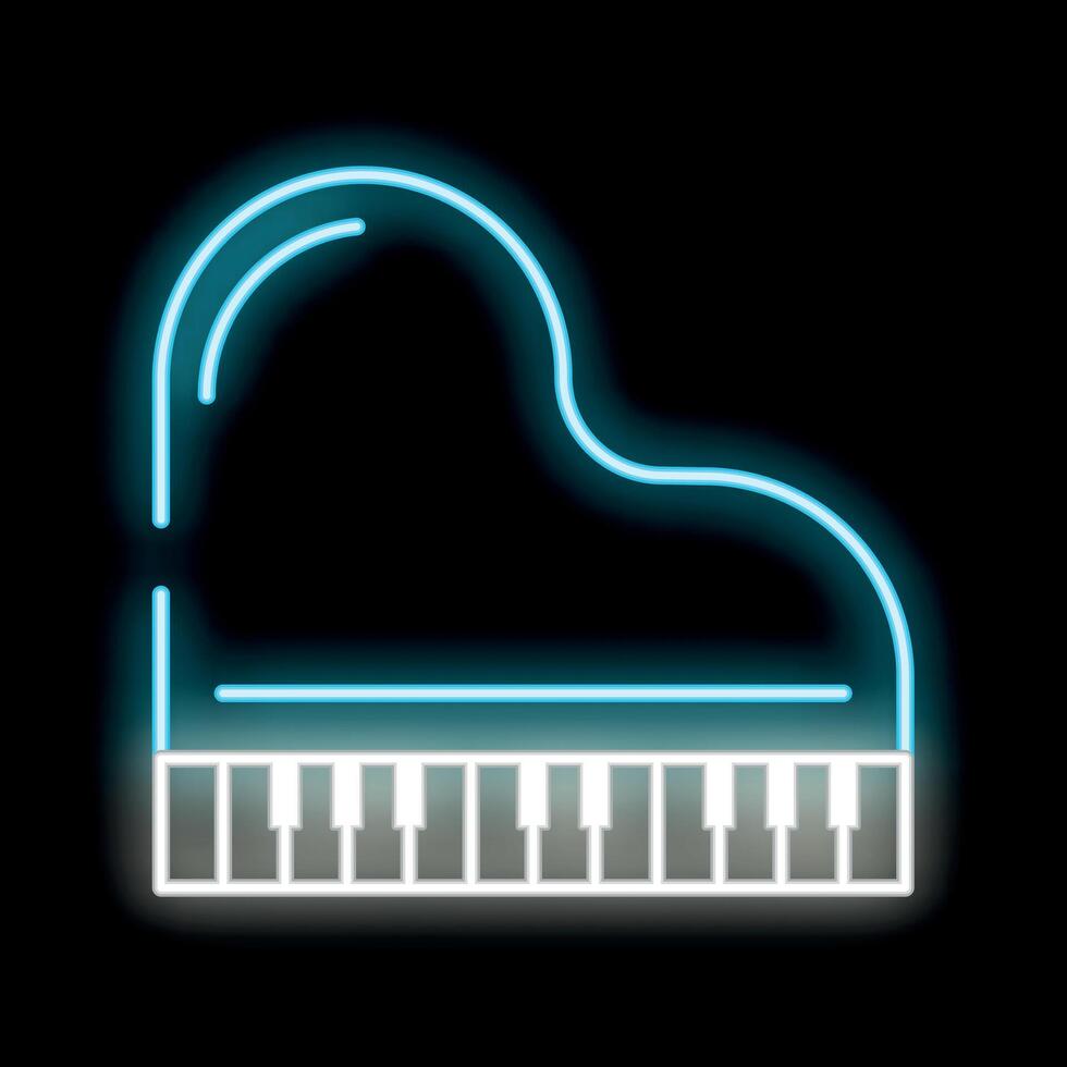 Blue neon grand piano shining in the dark vector