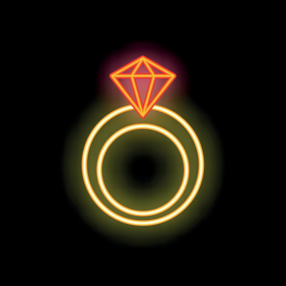 Neon sign of a ring with a big diamond on top vector