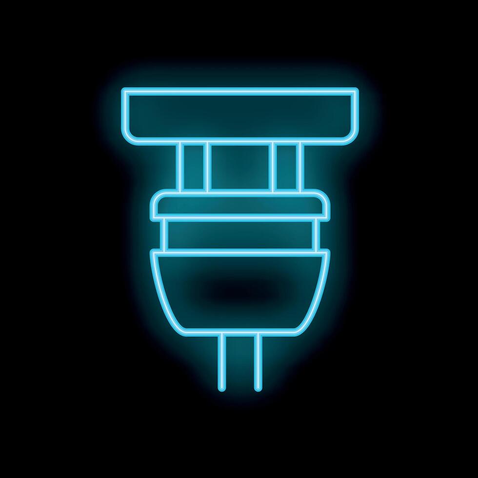 Blue neon light showing modern led light bulb glowing on black background vector